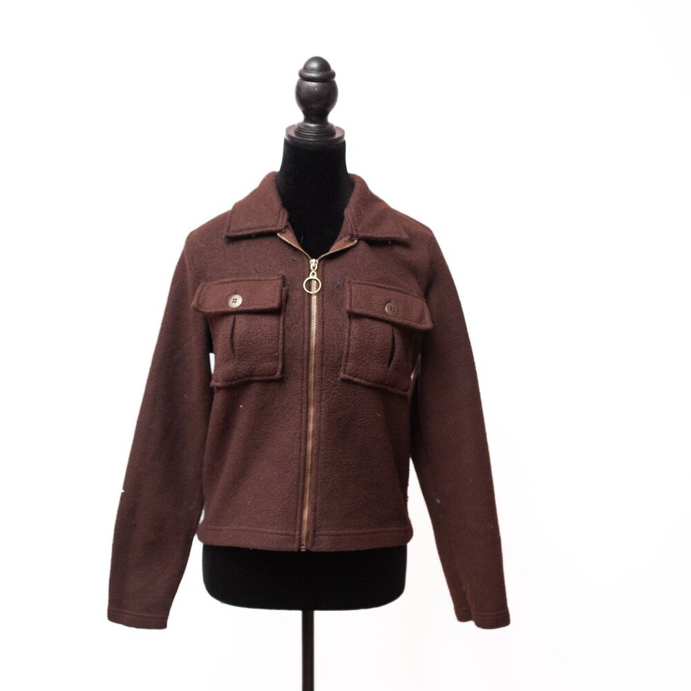 Vintage Y2K 90s Energie Chocolate Brown Lightweight Jacket Zip Up Statement Mall